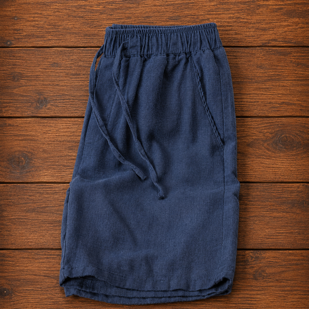Linen Blend Drawstring Shorts