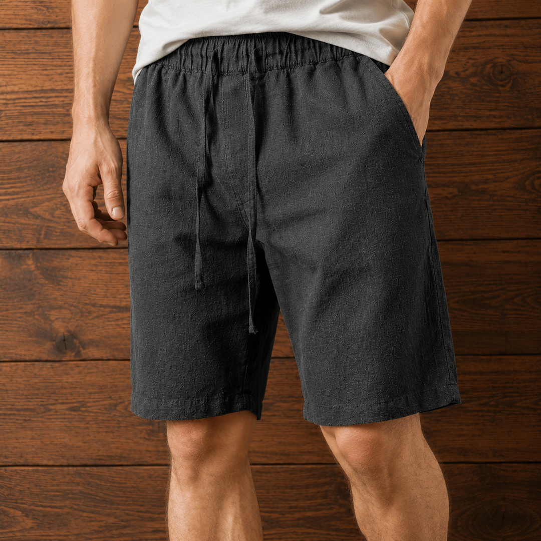 Linen Blend Drawstring Shorts