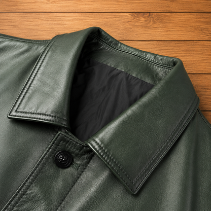 Classic Button Leather Jacket