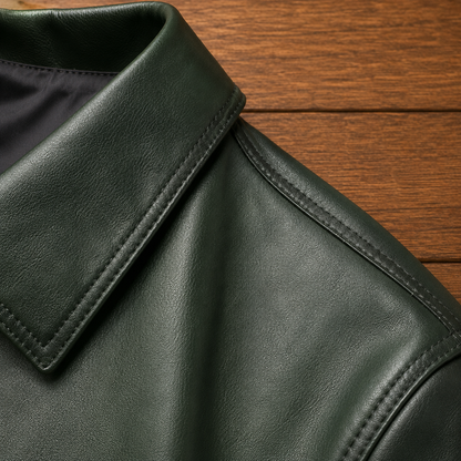 Classic Button Leather Jacket
