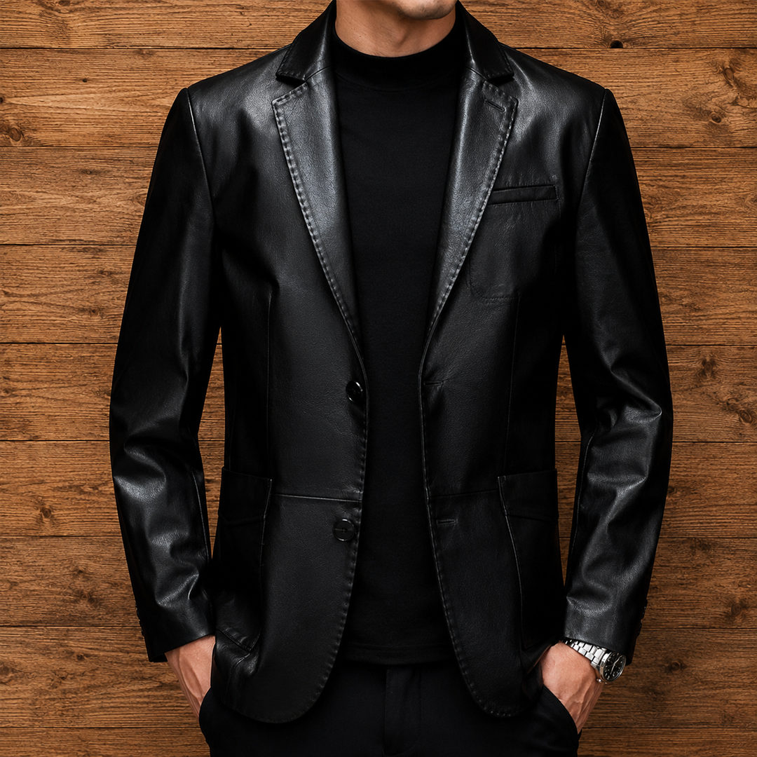 Classic Faux Leather Blazer