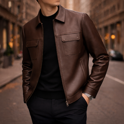 Pure Leather Zip Jacket