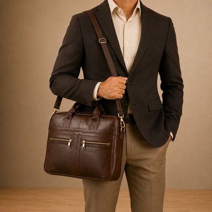 Leather Business Laptop Briefcase