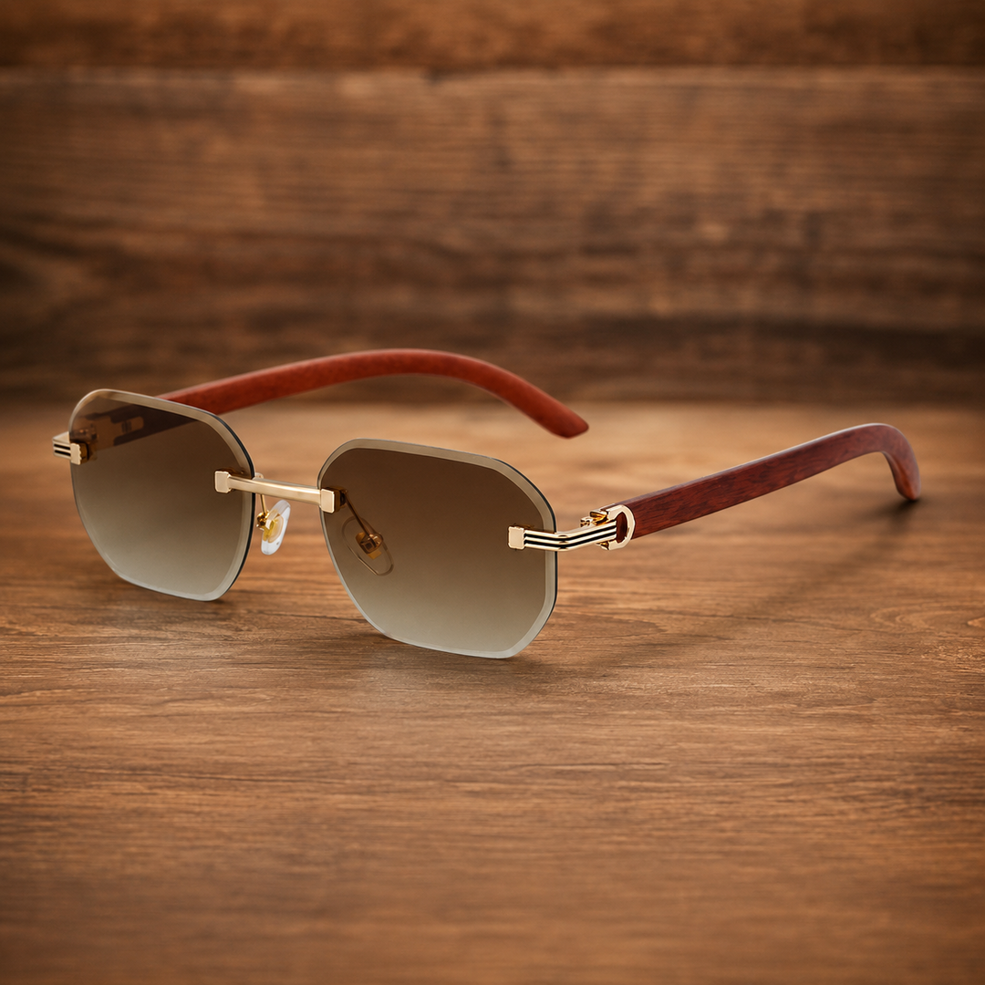 Luxury Rimless Geometric Sunglasses