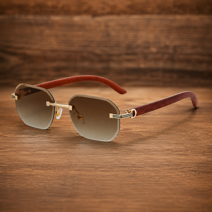 Luxury Rimless Geometric Sunglasses