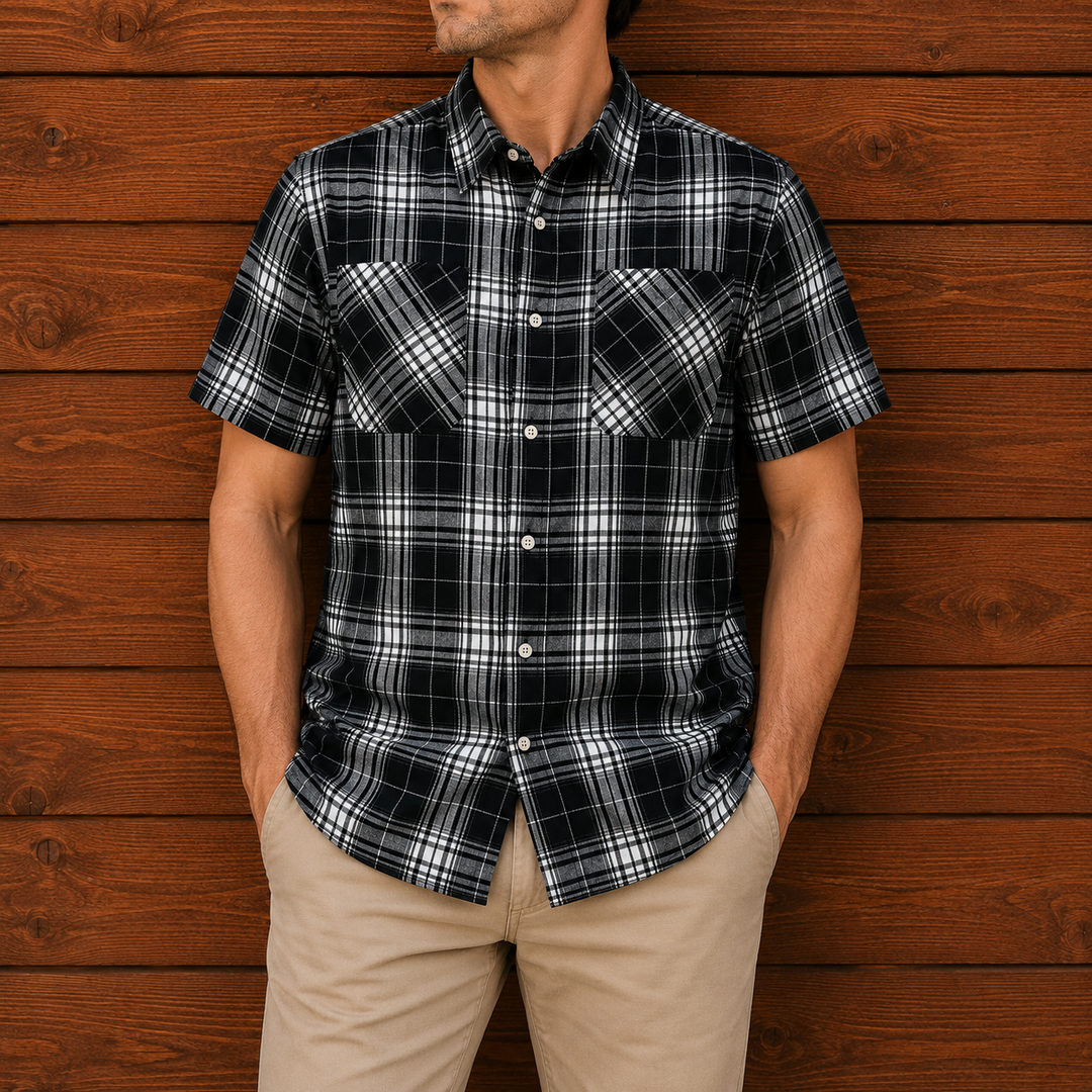 Plaid Button-Up Shirt