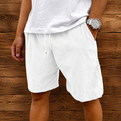 Ribbed Corduroy Drawstring Shorts