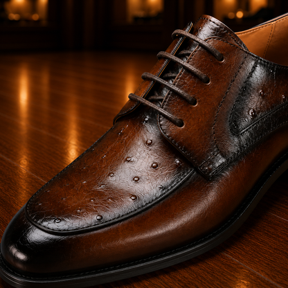 Ostrich Embossed Derby Shoes