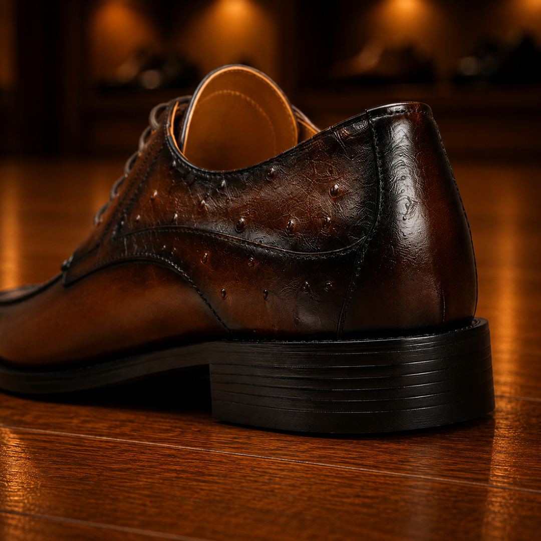 Ostrich Embossed Derby Shoes