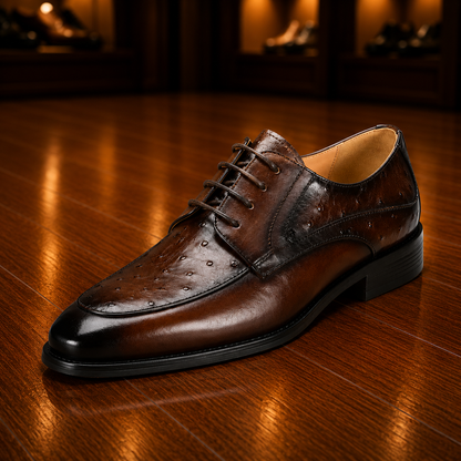 Ostrich Embossed Derby Shoes