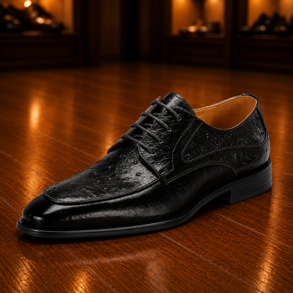 Ostrich Embossed Derby Shoes