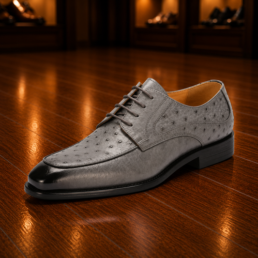 Ostrich Embossed Derby Shoes