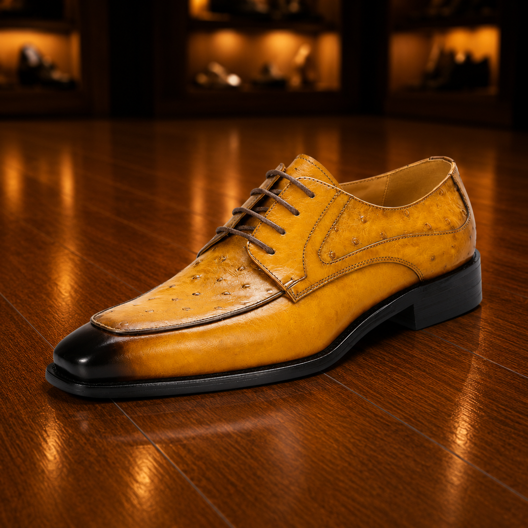 Ostrich Embossed Derby Shoes