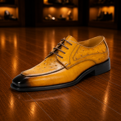 Ostrich Embossed Derby Shoes