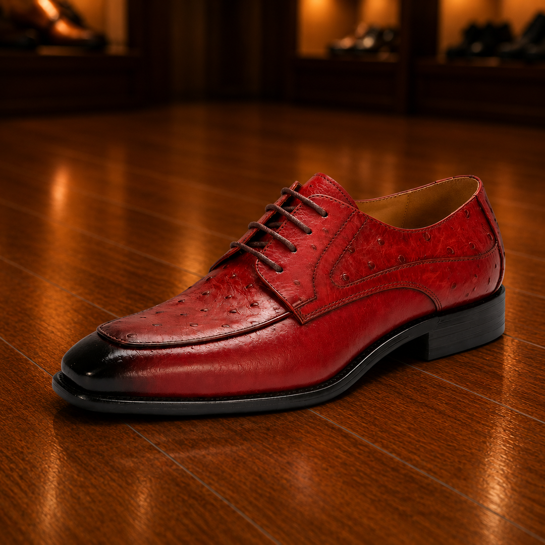 Ostrich Embossed Derby Shoes