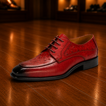 Ostrich Embossed Derby Shoes