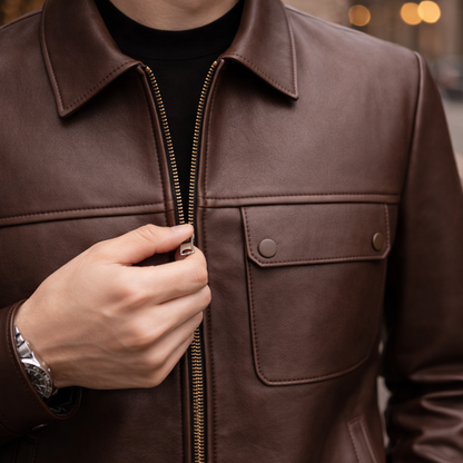 Pure Leather Zip Jacket
