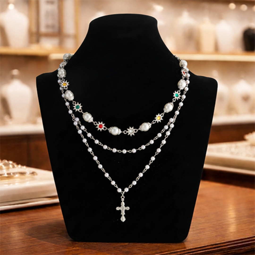 Pearl Charm Necklace Set