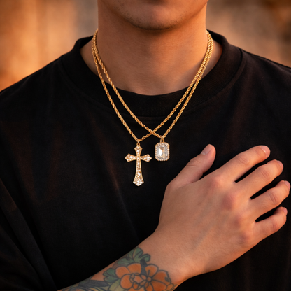 Double Layer Cross Necklace Set